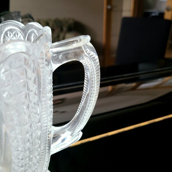 Antique clear glass pitcher EAPG Victorian Mckee Bros Doric swirl pattern. - Picture 3 of 8